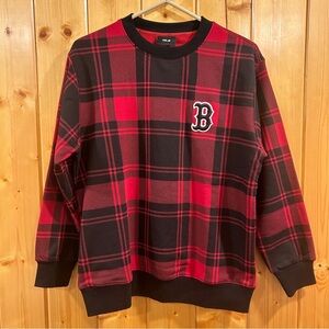 Vintage Boston Red Sox Major League Baseball (MLB) Plaid Crew Neck Sweatshirt